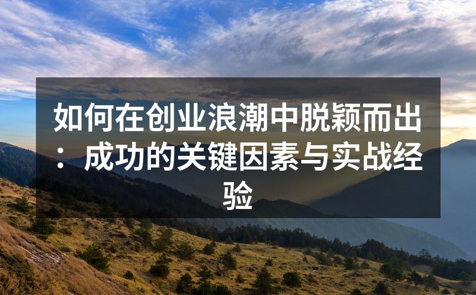 如何在创业浪潮中脱颖而出：成功的关键因素与实战经验